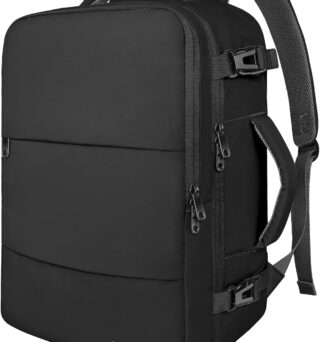Taygeer Travel Laptop Backpack for Men Women, Airplane Approved Travel Backpack Suitcase with Water Bottle Pocket, Lightweight College 35l Luggage Bag 15.6inch Laptop Mochila Gifts for Business,Black